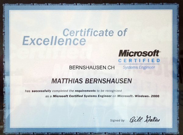 Urkunde MCSE Windows 2000