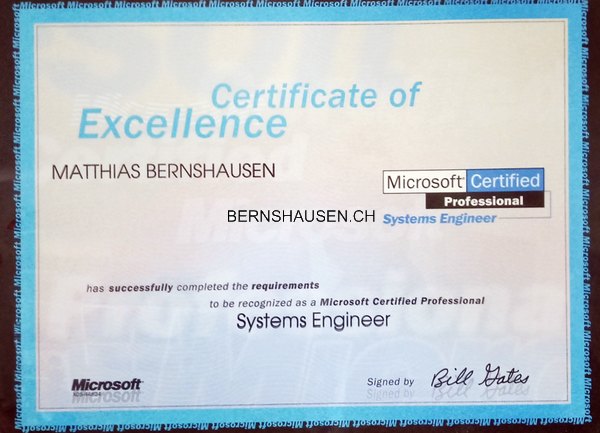 Urkunde MCSE Windows NT 4.0