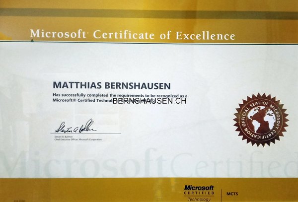 Urkunde Microsoft Certified