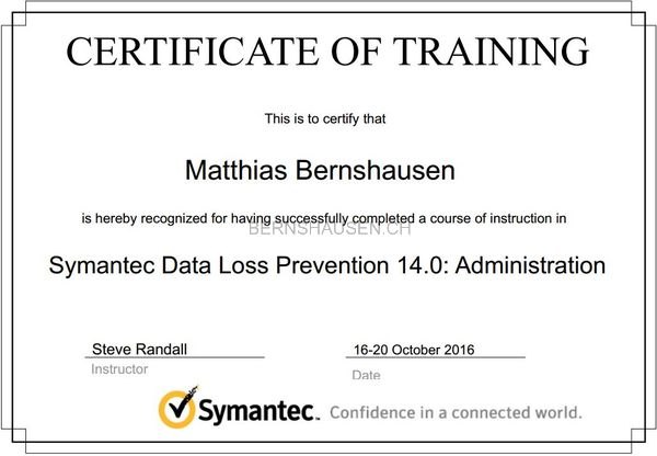 Urkunde Symantec