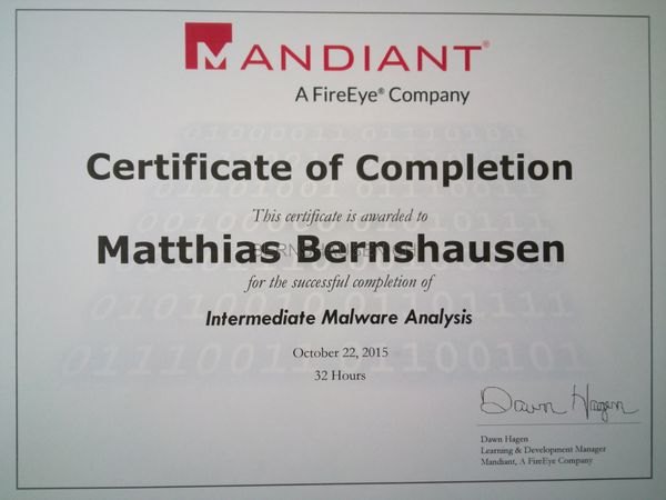 Urkunde Mandiant · FireEye