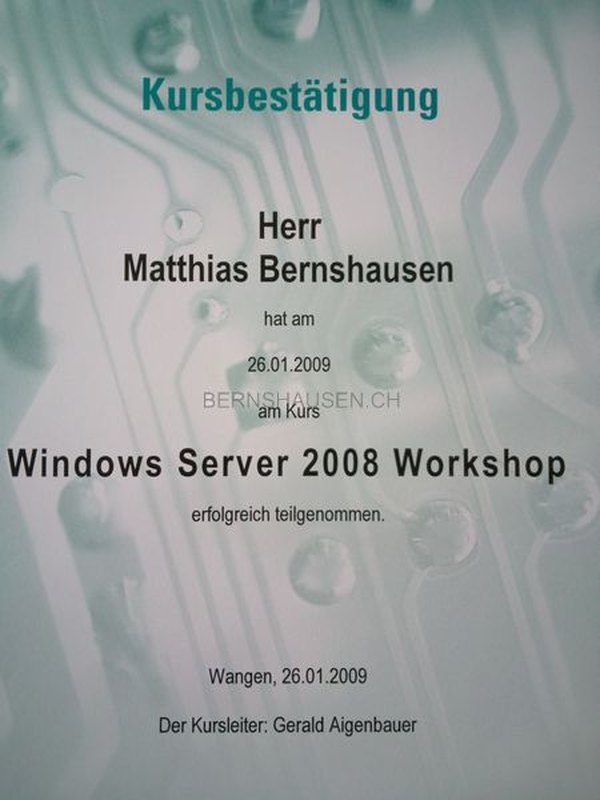 Urkunde Kursbestätigung