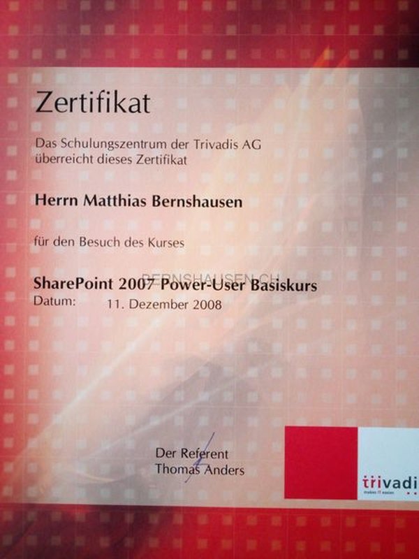 Urkunde Trivadis